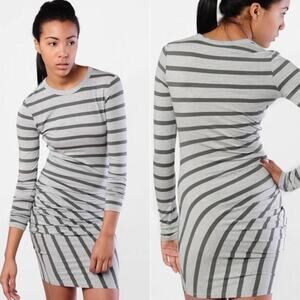T by Alexander Wang Long Sleeve Asymmetrical Striped Ruched Jersey Dress size XS